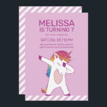 Cool Unicorn Dabbing Pink Purple Kids Birthday Invitation<br><div class="desc">Cute design for kids,  boys or girls who love unicorn,  rainbow and mythical creature. Perfect for magical theme birthday party. You can customise the wording to fit other occasions.</div>