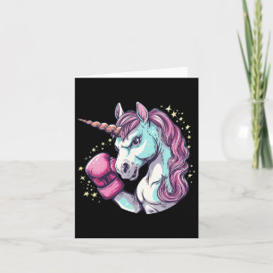 Cool Unicorn Face Costume With Funny Boxing Gloves Card