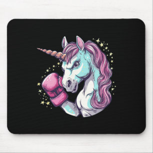 Cool Unicorn Face Costume With Funny Boxing Gloves Mouse Pad