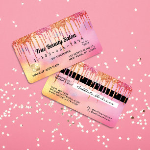 Cool Unicorn Pink Holographic Glitter Drips Credit Business Card