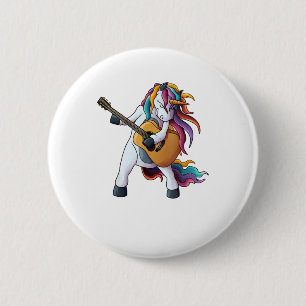 Cool Unicorn Playing Guitar _ Funny Animal Guitari 6 Cm Round Badge