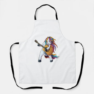 Cool Unicorn Playing Guitar _ Funny Animal Guitari Apron