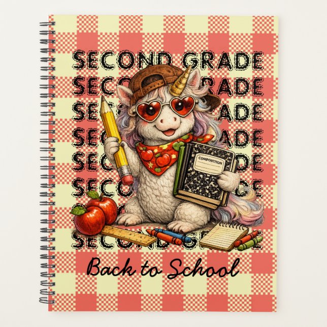 Cool Unicorn Second Grade Back to School Teacher Planner (Front)