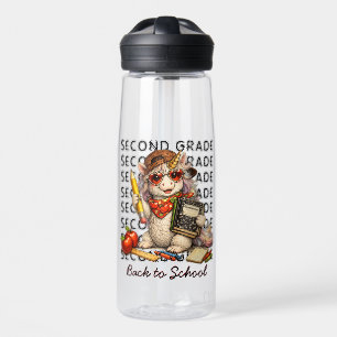 Cool Unicorn Second Grade Kids Back to School Water Bottle