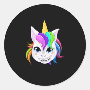Cool Unicorn With Dental Braces Funny Horn Horse S Classic Round Sticker