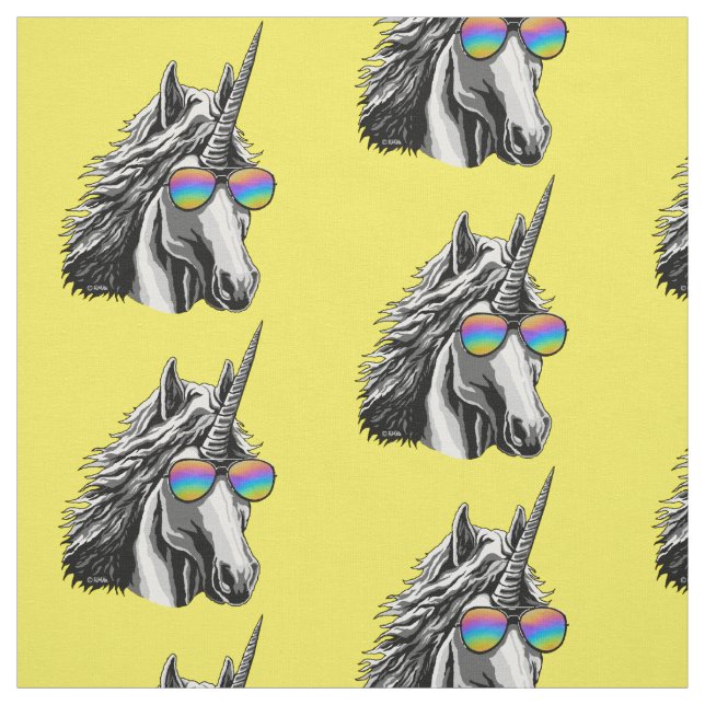 Cool unicorn with rainbow sunglass fabric (Swatch)