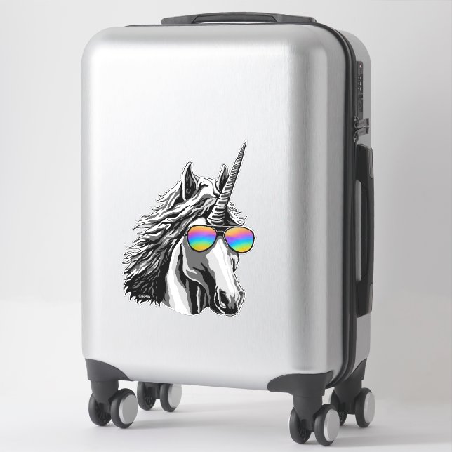 Cool unicorn with rainbow sunglasses (Suitcase)