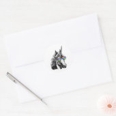 Cool unicorn with rainbow sunglasses classic round sticker (Envelope)