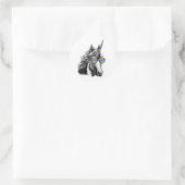 Cool unicorn with rainbow sunglasses classic round sticker (Bag)
