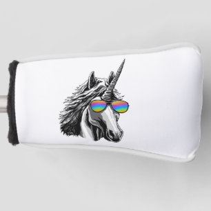 Cool unicorn with rainbow sunglasses golf head cover