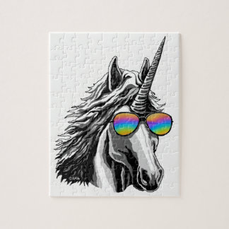 Cool unicorn with rainbow sunglasses jigsaw puzzle