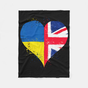 Cool Union Jack And Ukraine Flag For Proud Ukraini Fleece Blanket