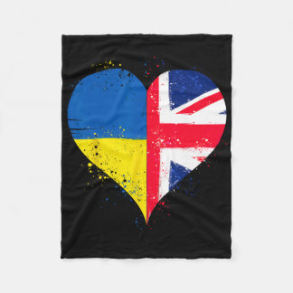 Cool Union Jack And Ukraine Flag For Proud Ukraini Fleece Blanket