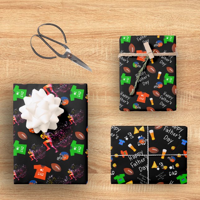 Cool & Unique Football Happy Father's Day Wrapping Paper Sheet (Creator Uploaded)