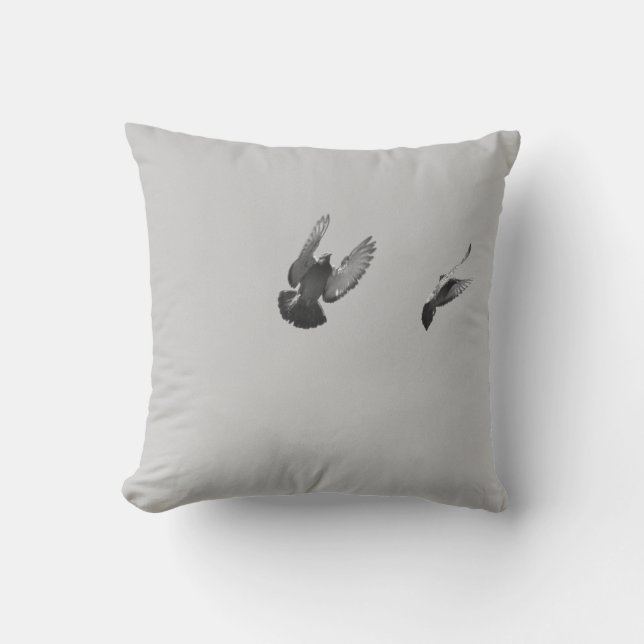 Cool, unique modern flying pigeon bird peace cushion (Front)