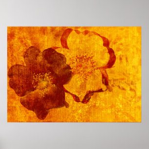 Cool, unique red yellow asian style art design poster