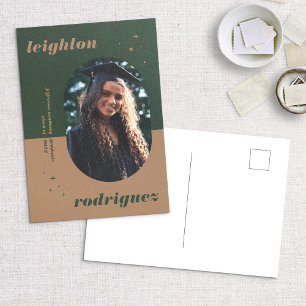 Cool Unique Rounded Photo Graduation Announcement Postcard