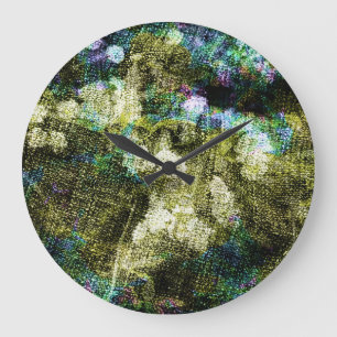 Cool, unique, trendy digital art of flower pattern large clock