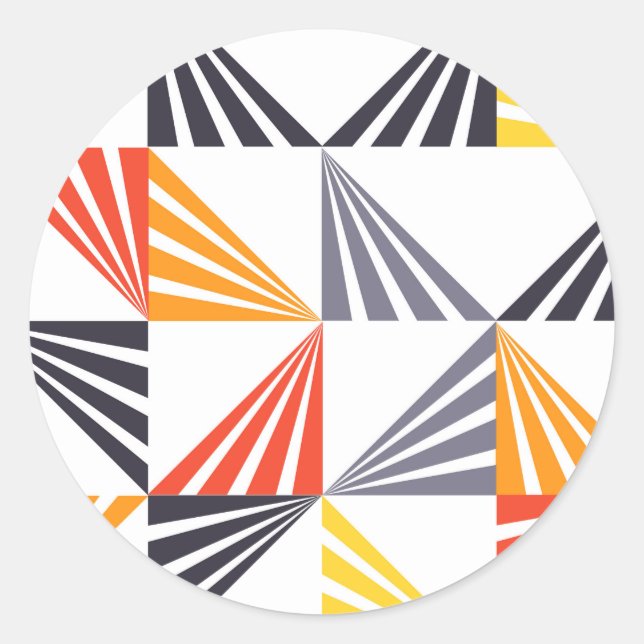 Cool, unique, trendy, urban, colourful triangles classic round sticker (Front)