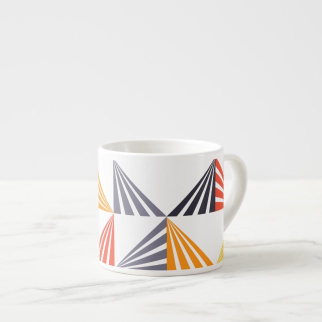 Cool, unique, trendy, urban, colourful triangles espresso cup (Front Right)
