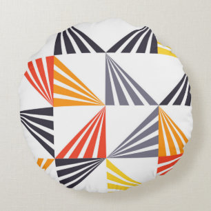 Cool, unique, trendy, urban, colourful triangles round cushion