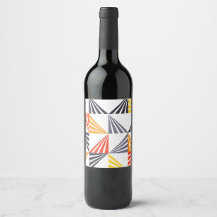 Cool, unique, trendy, urban, colourful triangles wine label