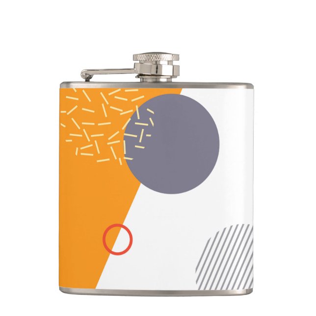 Cool, unique, trendy, urban geometric illustration hip flask (Front)