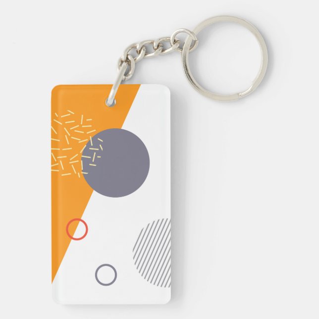 Cool, unique, trendy, urban geometric illustration key ring (Back)