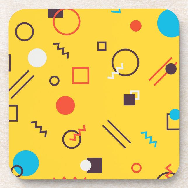 Cool, unique, trendy, urban geometric Memphis Coaster (Front)