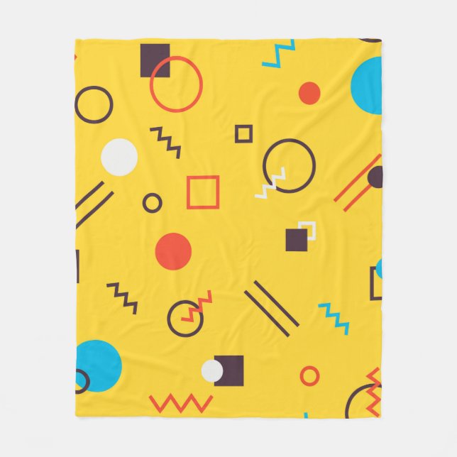 Cool, unique, trendy, urban geometric Memphis Fleece Blanket (Front)