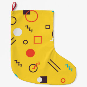 Cool, unique, trendy, urban geometric Memphis Large Christmas Stocking