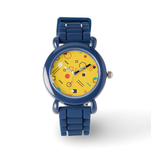 Cool, unique, trendy, urban geometric Memphis Watch (Front)