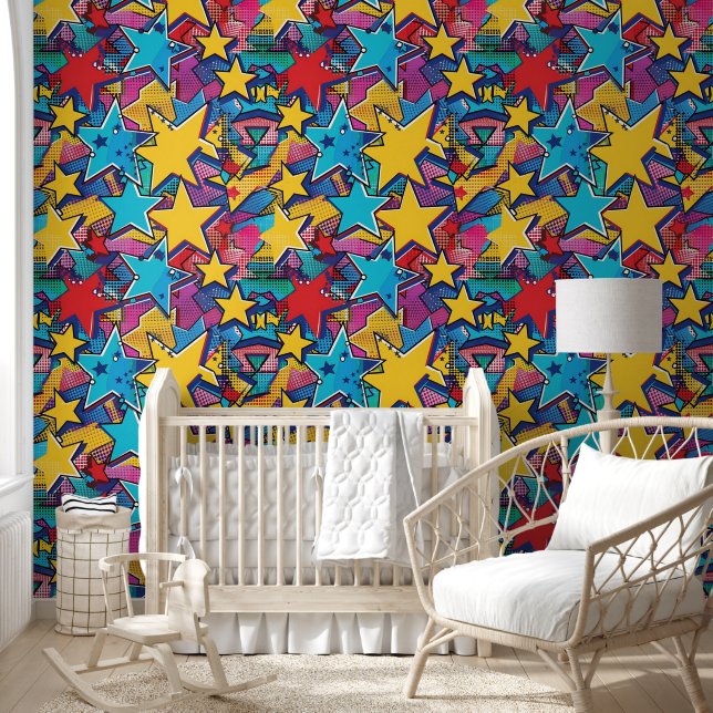 Cool unisex baby tiled comic pop wallpaper (Kids)