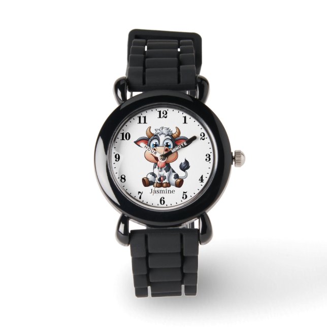 Cool unisex cow add name  watch (Front)
