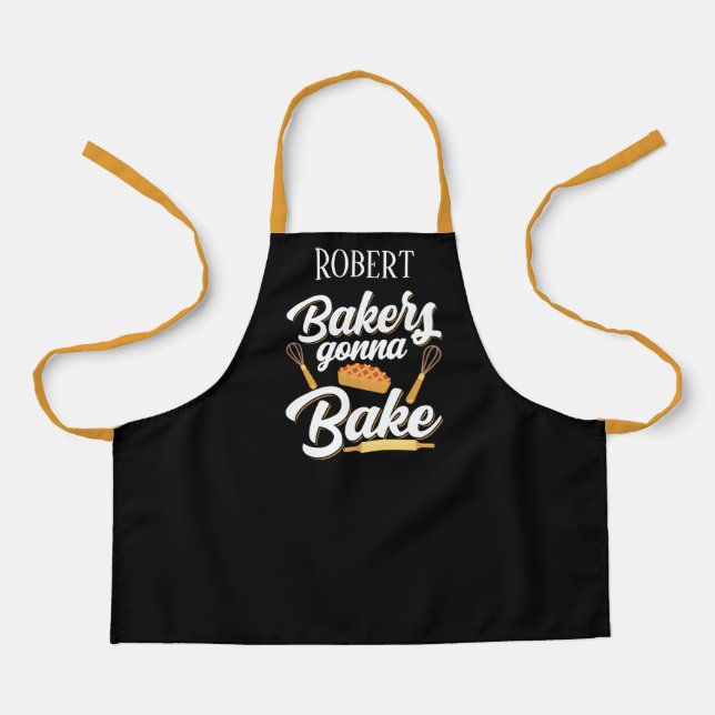 Cool unisex kids add name bakers gonna bake apron (Front)