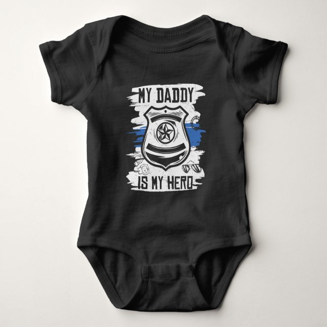 cool unisex kids Police Dad Hero  Baby Bodysuit (Front)