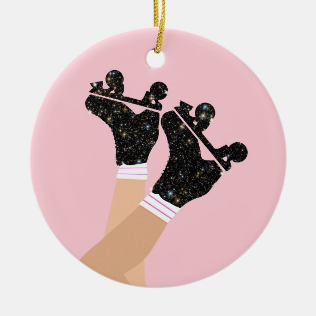 Cool Universe Roller Skates Derby Skater Gift   Ceramic Tree Decoration (Front)