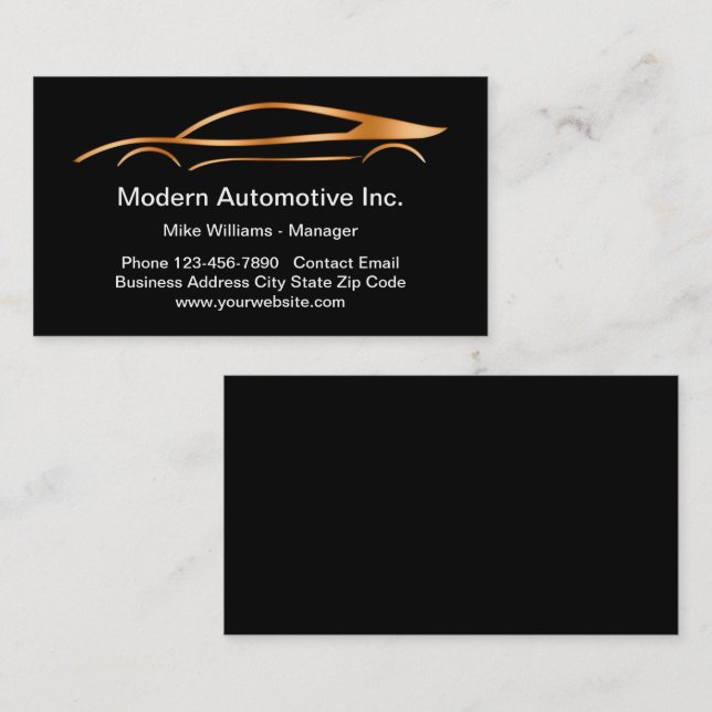 Cool Upscale Automotive Services Business Cards (Front/Back)