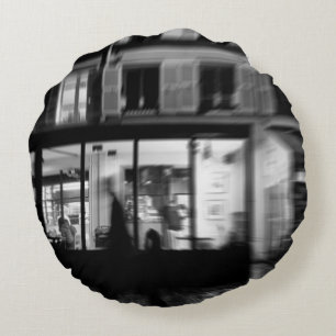 Cool, urban modern Parisian night photo Round Cushion