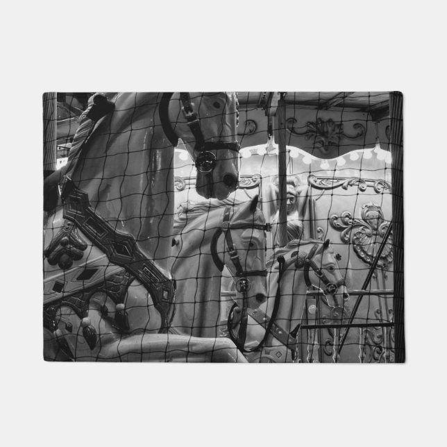 Cool, urban, modern photo of horses of carousel doormat (Front)