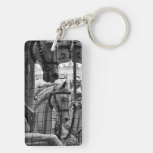 Cool, urban, modern photo of horses of carousel key ring