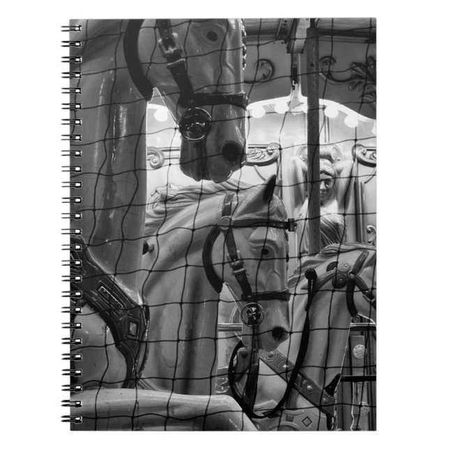 Cool, urban, modern photo of horses of carousel notebook (Front)