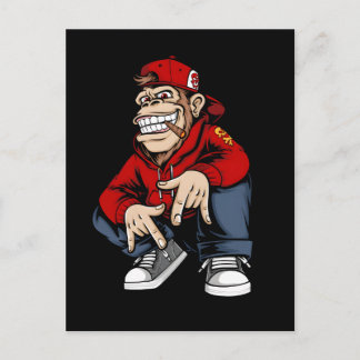 Cool Urban Monkey Mascot Street Style Character De Holiday Postcard
