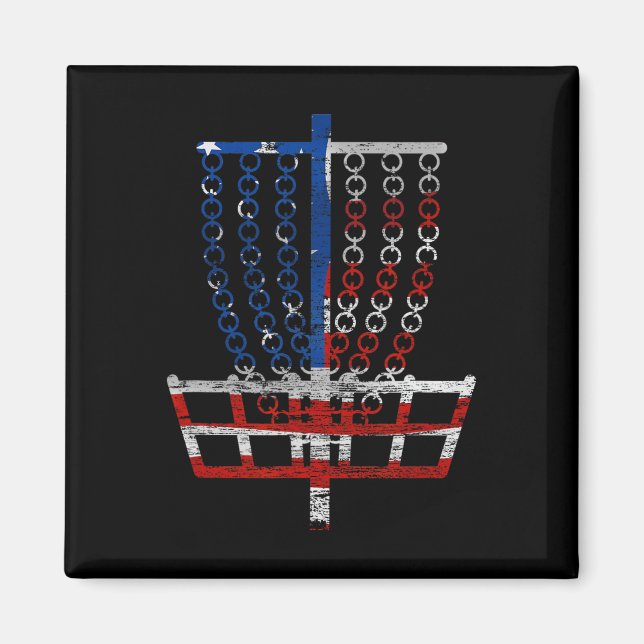 Cool Us Flag Disc Golf Basket - Fourth Of July Dis Magnet (Front)