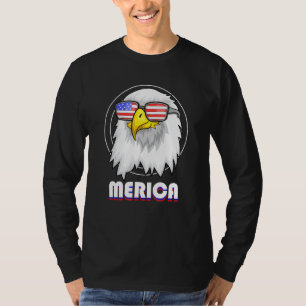Cool Us Flag Sunglasses 4th Of July Merica Bald Ea T-Shirt