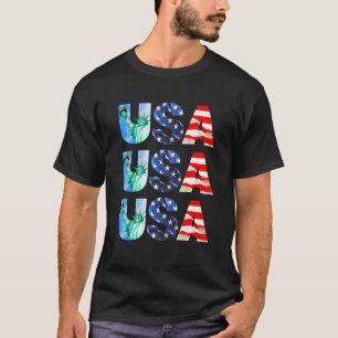 Cool Usa American Flag Patriotic 4th July Red Whit T-Shirt