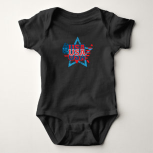 Cool USA Flag Colour Star - LOVE USA Baby Bodysuit