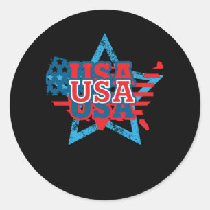 Cool USA Flag Colour Star - LOVE USA Classic Round Sticker
