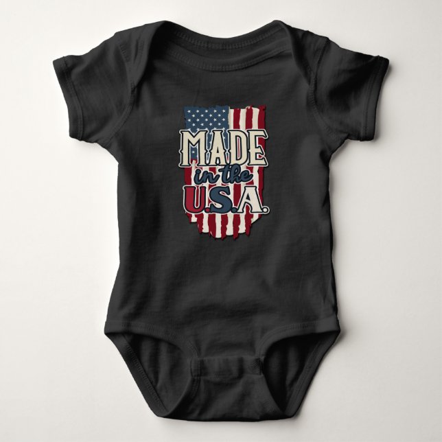 Cool USA Flag Design Made in the USA Baby Bodysuit (Front)