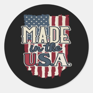 Cool USA Flag Design Made in the USA Classic Round Sticker